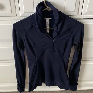 Lululemon long sleeve top , half zip , unique collar ,  dark blue & black